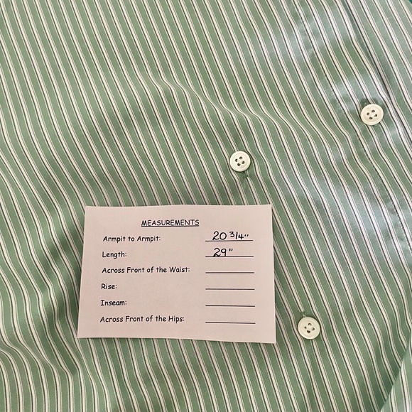 ROUCHA Green White Twist Stripe Shirt Double Breasted Academia BB Medium Short - Picture 12 of 13